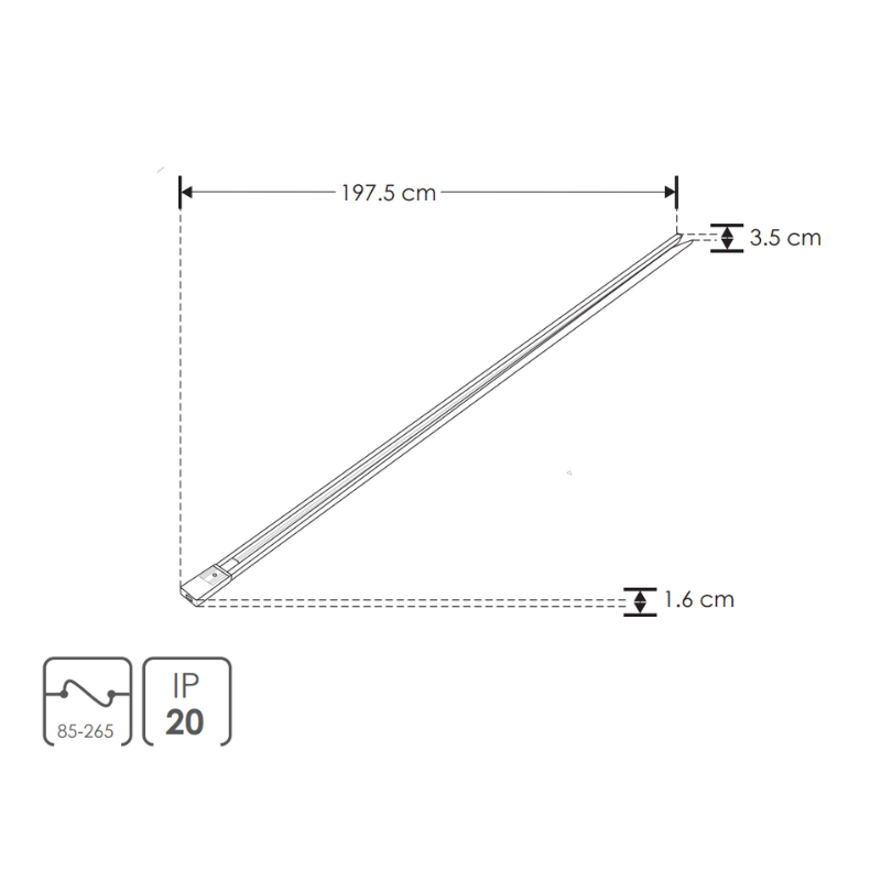 Riel Electrificado Negro 110V Sobreponer 197.5 CM - Wattko
